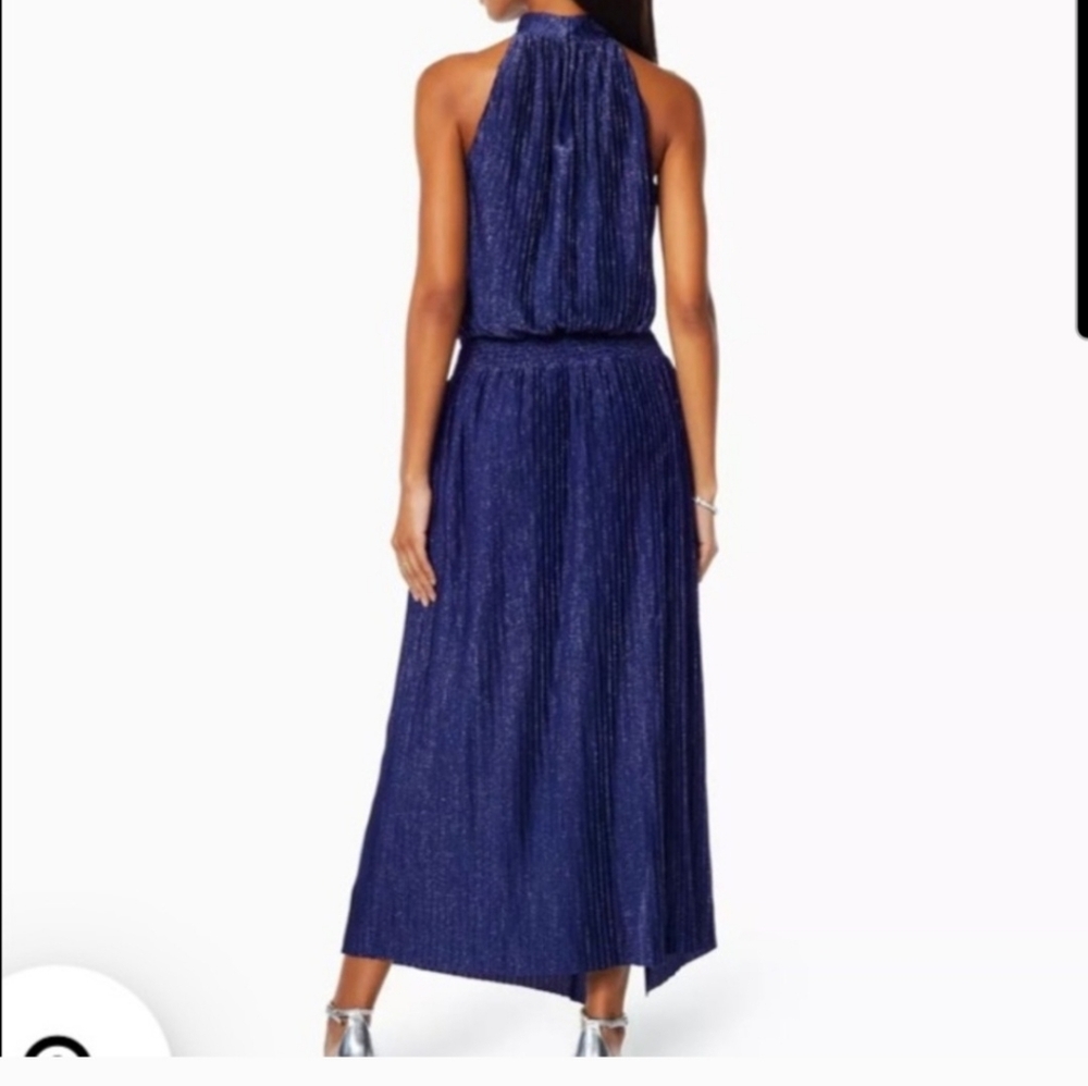 RAMY BROOK LUREX MONICA DRESS Elegant Navy Pleated Dress